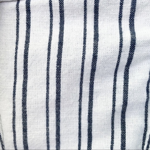 Brandy Melville Bustier Crop Top White Blue Stripe Button Up Tank Linen Cotton - Picture 7 of 8